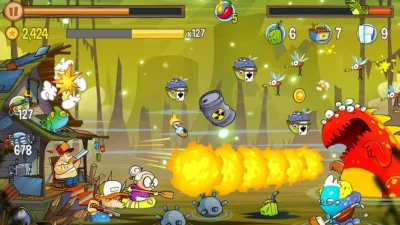 Скриншот игры Swamp Attack Мод [Много монет] на Андроид 5