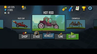 Hill Climb Racing — выбор автомобиля и мод на деньги все открыто